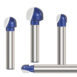 Vearter 4PCS Cove Router Bit Set, 6.35mm (1/4'' ) Shank Core Box Round Nose Milling Cutter, Solid Carbide Juice Groove DIYer Tool for Woodworking (6.35mm, 8mm, 9.5mm, 12.7mm Cutting Diameter)
