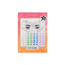 Profusion Cosmetics Its a Vibe Glow-in-the-Dark Face & Body Gems, Shine All Night! Glowing Effect Lasts Longer with Direct Light Exposure, Self-Adhesive Jewels, Temporary facial Stickers Decorations