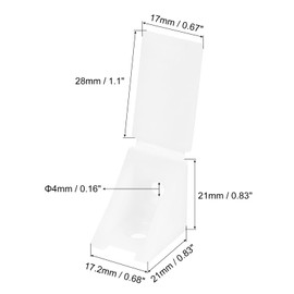 uxcell 10Pcs 90 Degree Plastic Corner Braces with Cover Cap, 17.2x21x21mm Nylon Shelf Right Angle Brackets with Screws for Cabinets, Cupboards (White)
