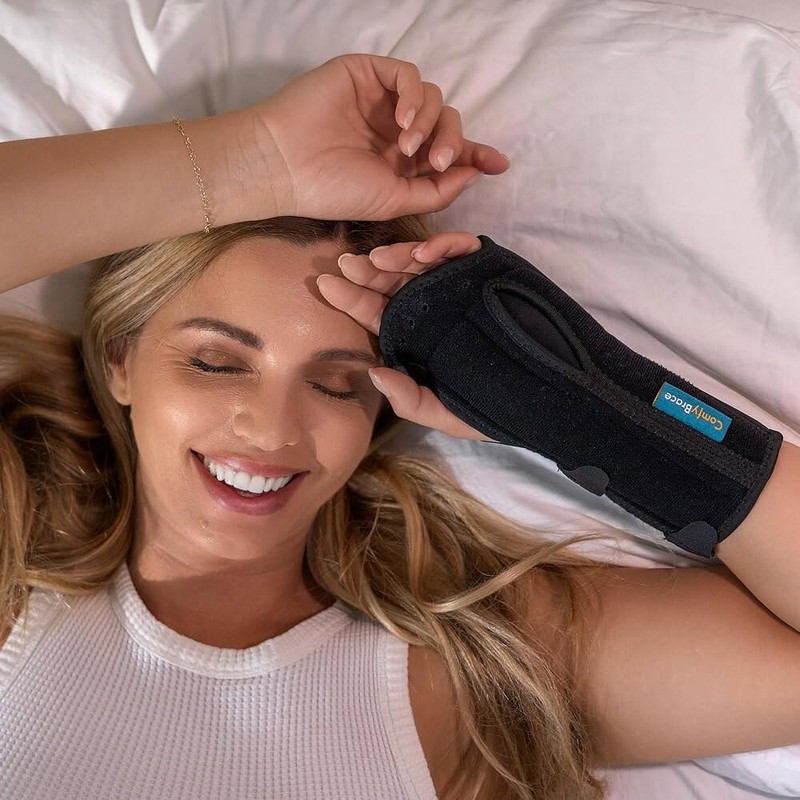 ComfyBrace 부목과 손바닥 쿠션이 있는 ComfyBrace 손목 보호대 2팩 조절