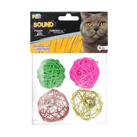 Fancy Pets Juguete Bola Sound para Gato Juego Interactivo Chico Set de 4 Piezas con Sonido para Estimulación y Entretenimiento
