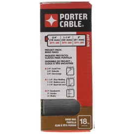 PORTER-CABLE PORTER-CABLE Brad Nails, Project Pack, 18GA, 300 x 5/8 in., 300 x 1-1/4 in., 300 x 2 in. 900-Pack (BN18PP)
