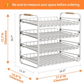 MAXIFFE 4 Tier Can Organizer, Space-Saving Easy Assembly Adjustable Sturdy Metal Hold 48 Cans Storage Holder Rack Dispenser for Pantry Kitchen Cabinet Countertop RV, for Soda Drinks Fruits, White