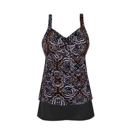 JINXUEER Plus Size Swimwear Floral Tankini Set Ruched Modest Two Piece Skirt Swimsuit for Women