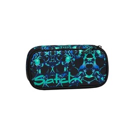 satch Extra Large Pencil Case with Divider Zip Pocket Pen Holder Set Square Viewing Window for Timetable Caleido Blue - Black