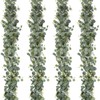 Eucalyptus Garland with White Flowers, 4 Packs 180cm Silver Dollar
