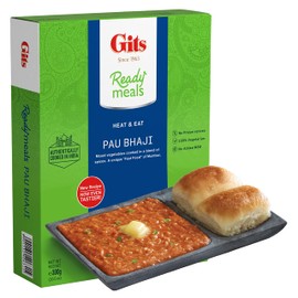 Gits Ready to Eat Bombay Pav Bhaji (Indian smashed light spiced vegetable curry) | Microwave | 100% Vegetarian | 52.5 Oz (Pack of 5 X 10.5 Oz Each)