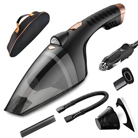 WOLLENWOLE Car Vacuum Cleaner - Corded Handheld Electric Auto Cleaner with 4500 Pa Suction Power, 16 ft Cord, LED Light, Compact Portable Powerful Cleaner for Car Interior