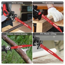 Bltazeek Bi-Metal Reciprocating Saw Blades 9 Inch 6/12 TPI, Durable Wood for Pruning, Auto Dismantling, and Woodworking, Premium Carbide Tipped Sawzall Blades, 25 Pack