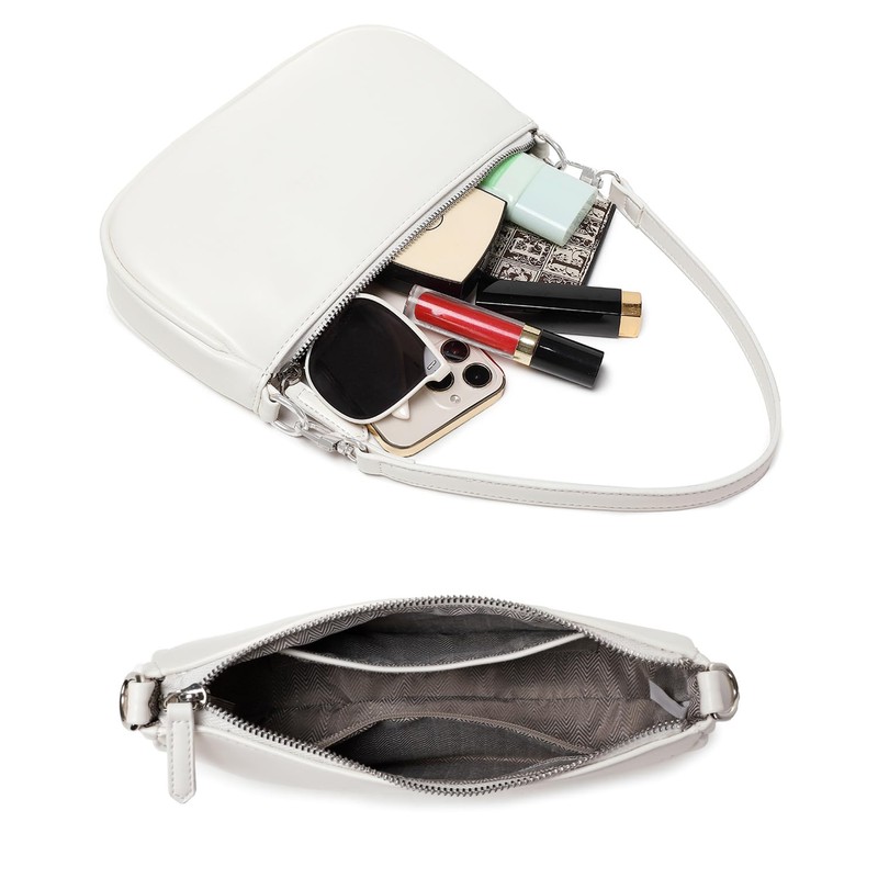 Y2K Shoulder Bag for Women PU Leather Handbag Small White