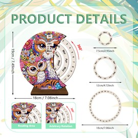 Diamond Art Calendar, Diamond Painting Calendar, Wooden Manual Rotating Desk Calendars, Desktop Small Ornaments Decoration for Home Decor (5)