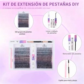 560pcs Kit Extensiones De Pestañas Negras - Efecto Natural