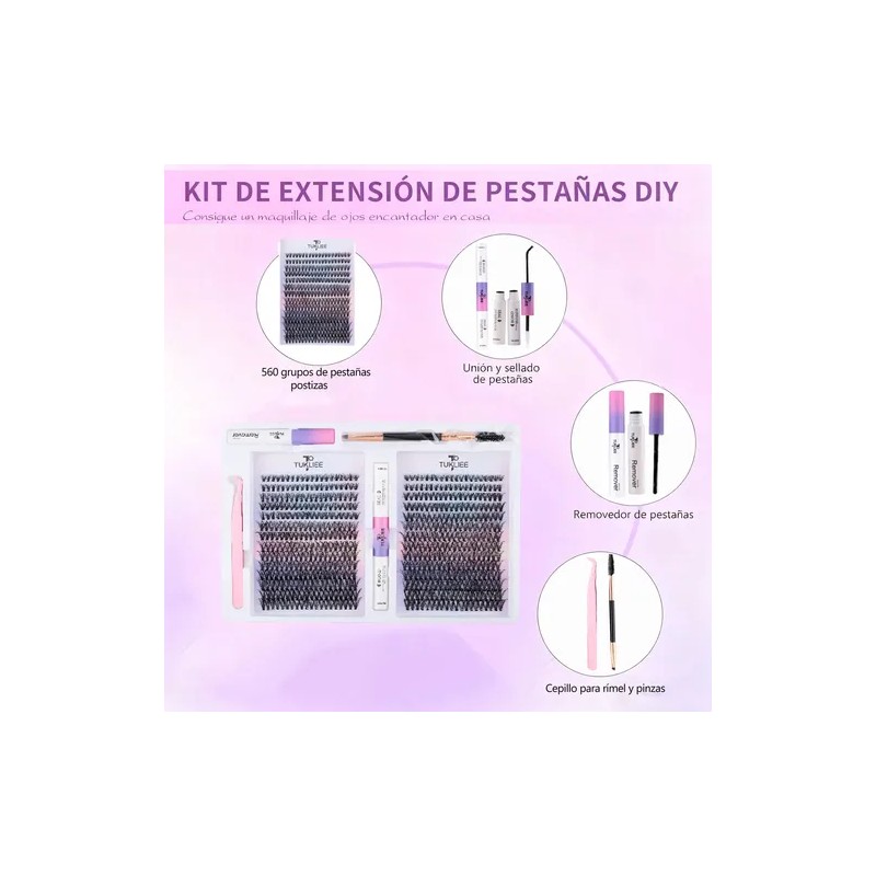 560pcs Kit Extensiones De Pestañas Negras - Efecto Natural