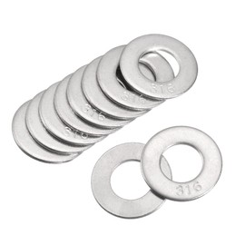 sourcing map 9/16" 316 Stainless Steel Flat Washer for Screw Bolt 15Pcs