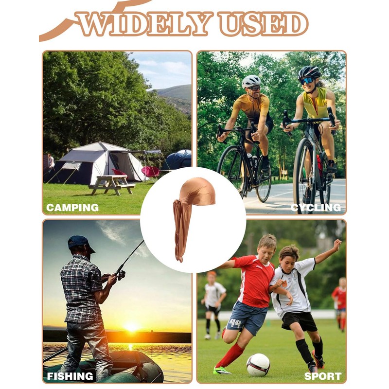 FUGLUS Men's 6 Pieces Silk Wave Cap with Long Tail