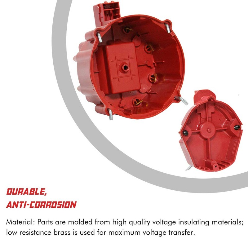 Red Male HEI Distributor Cap and Rotor for K549 SBC