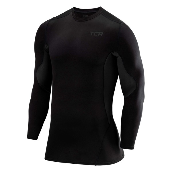 TCA Boys' SuperThermal Compression Base Layer Top Long Sleeve Thermal Under Shirt - Black Stealth, 12-14 Years (Boys X-Large)