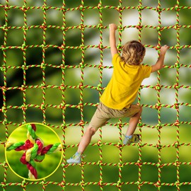 LAKNUAL Climbing Net, 6.6ft X 9.9ft Polyester Climbing Cargo Net for Kids Outdoor, Heavy Duty Large Military Playground Equipment, Rope Ladder, Swingset, Indoor & Outdoor, Treehouse, Jungle Gyms