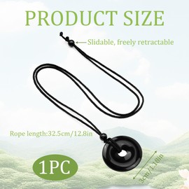 Dumhuts Black Tourmaline Pendant, Real Tourmaline Pendant with Doughnut Design, Healing Stone Necklace with High-Quality Cord for Meditation and Everyday Use, Obsidian, Obsidian