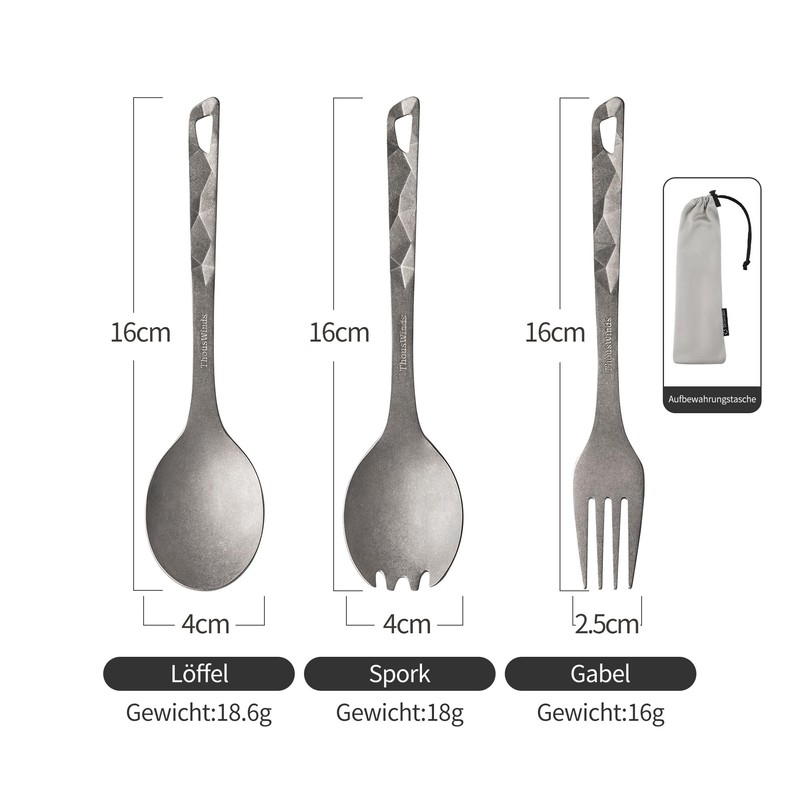 Thous Winds Titan Spork Lightweight Camping Fork Spoon, Multifunctional Portable