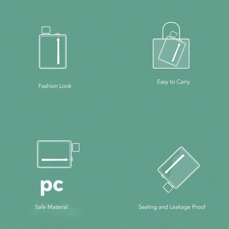 Flat Water Bottle Plastic Leakage Proof Transparent Square Portable A5
