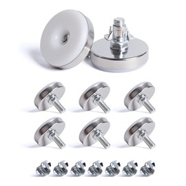 SPDYCESS 8 pcs M10 X 50MM Adjustable Levelling Feet, Screw-in Round Base Furniture Feet, Non-tilt Threaded Fixed Foot, Table Leg Extender Leveler, with 8pcs 4-Pronged T Nuts, for Cabinet Desk Bed Legs