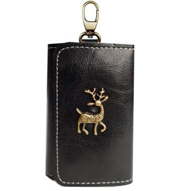 Key Case, Coin Purse, PU Leather, Smart Key, Car Key Case, Storage, Convenient, Multi-functional, Zippered, Key Ring, Unisex, Black