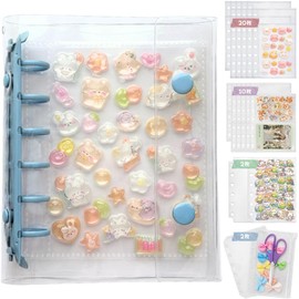 Luvane KRB326 Sticker Book, My Own Treasure File to Achieve Your Ideal Cute, Luxurious 33-Piece Set, Girls, Transparent, Removable, Binder Ring File, 6 Holes, (Sticker Pad + 30 Refills + 2 Sticker