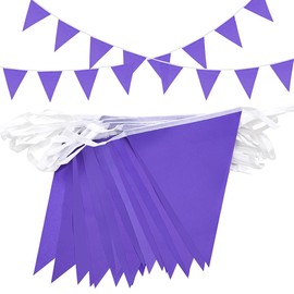 Topeedy 20M Purple Bunting Flags Party Decoration,40pcs Reusable Purple Pennant for Birthday Wedding Party Baby Shower Home or Garden Triangle Flags