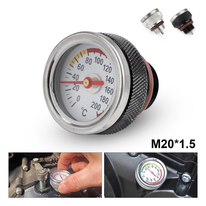 DIIOOMIEEU M20x1.5 Oil Temp Temperature Gauge Filler Caps for Motorcycle