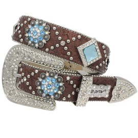 1313 - Cinturones de piel de vacuno de color blanco exótico para vaqueras, 1322-marrón-azul, S