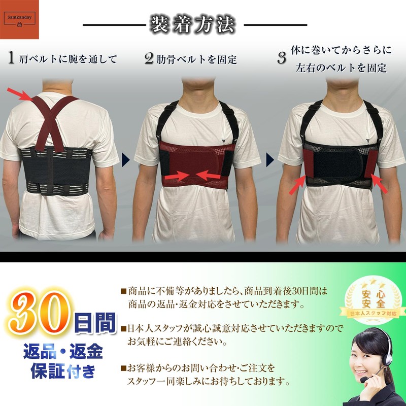 Samkanday Rib Supporter, Sternum Belt, Comfortable Breathing, Fracture, Chest Support,