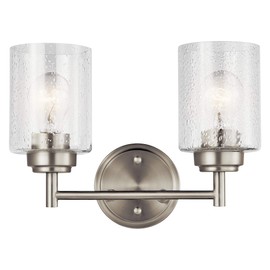 Kichler Winslow 12.75" Vanity Light in Brushed Nickel, 2-Light Transitional Bathroom Light with Clear Seeded Glass. (12.75" W x 9.25" H), 45885NI