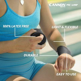 Cannon Sports Pre Wrap 30 Yard Roll Athletic Foam Tape Underwrap for Ankles Wrists Knees Elbows Hair (Black)