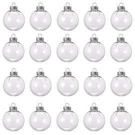 20 Pcs Clear Plastic Fillable Ornament Balls, Removable Top Clear Hanging Ornaments Ball, DIY Plastic Ornaments Round Balls, Perfect for Decoration On Christmas Trees, Wedding, Party (60 mm)