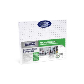 Triton Products Poly Pegboards - Set of 2 Wall Panels, Each 22" x 18" x 1/8" with 1/8” Holes, for Home, Office, Garage, Storage and Organization (White)