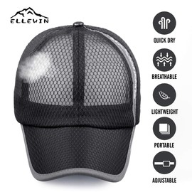 ELLEWIN Unisex Breathable Full Mesh Baseball Cap Quick Dry Running hat Lightweight Cooling Water Sports Hat