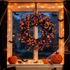 Boxwood Halloween Wreaths ，20 Inch Black Purple Orange with Bats