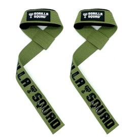 GORILLA SQUAD Natural Cotton Hand Grip Aid Lifting Straps Weight Lifting Unisex One Size Fits Most Olive