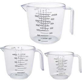 Plastic Measuring Jug, BPA Free Measuring Cups,Measuring Cup Jugs for Baking Cooking, 150ML, 300ML, 600ML, Easy to Read Measurements, Cook with Accuracy (White)