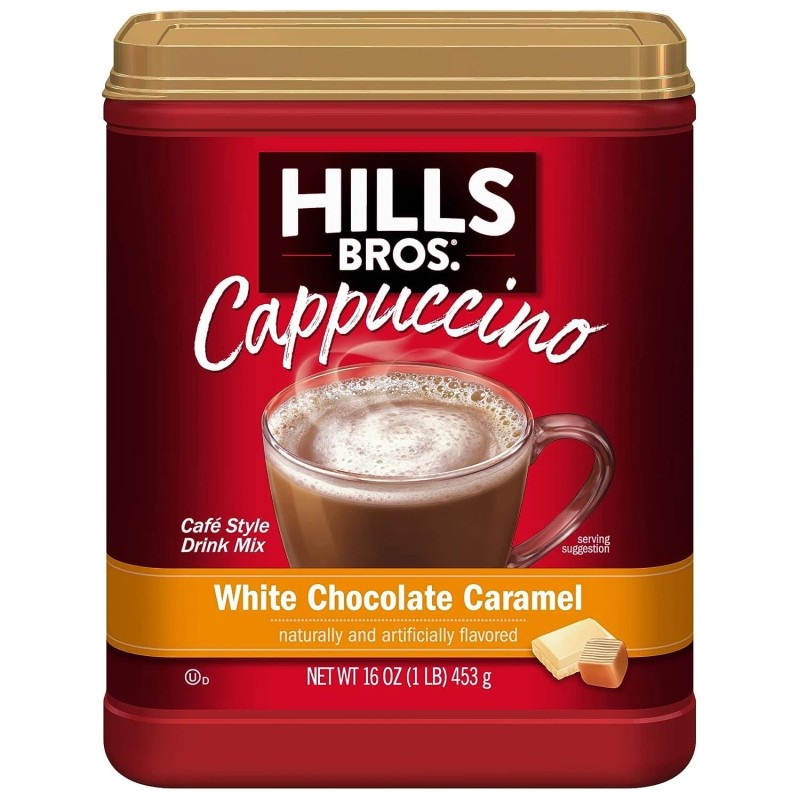 Hills Bros Instant Cappuccino White Chocolate Caramel 16 Ounce Pack