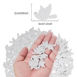 DLUSZERT Pack of 200 White Wooden Discs Dove Confetti for Christening Communion, Natural Wooden Dove for Crafts, Wooden Table Decoration Dove for Confirmation Wedding Confetti Decoration DIY Crafts 30