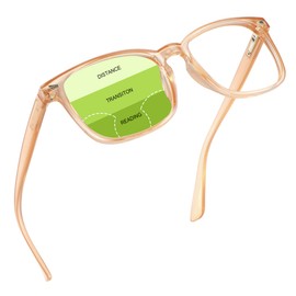YEIN Progressive Multifocus Reading Glasses, Spring Hinge Blue Light Blocking Glasses for Women Men, No Line Multifocal Readers with Clear Lenses (+0.00/+2.50 magnification)