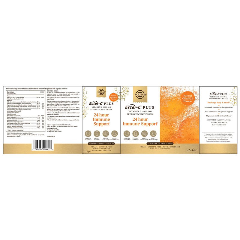 Solgar® Ester-C® Plus Effervescent - 21 x Sachets - Recharge