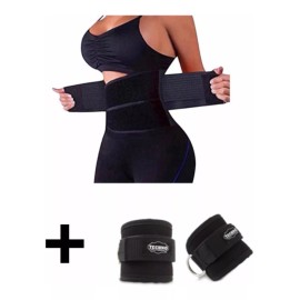 Techno Faja De Tres Velcros + Grilletes Para Tobillos Gym Pack