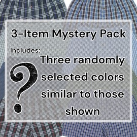 ToBeInStyle Men's 3 Pack Classic Multicolored Checkered Woven Boxer Shorts w/Button - Small