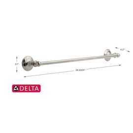 Delta Faucet 133054 Pirouette Wall Mounted 24" Towel Bar in Satin Nickel, Bath Accessories, Bathroom Accessories