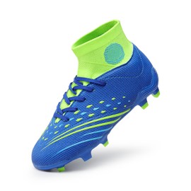 DREAM PAIRS Boys Girls Football Cleats Youth Firm Groud Outdoor Trainning Athletic Sport High Top Soccer Shoes for Little/Big Kid,Size 3 Little Kid,Navy/Neon Green,SDSO2411K