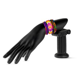 ANDANTE Hippie Fashion Bracelet Ibiza Ethnic Design One Size with Stainless Steel Magnetic Clasp (Model 4018), Stainless Steel