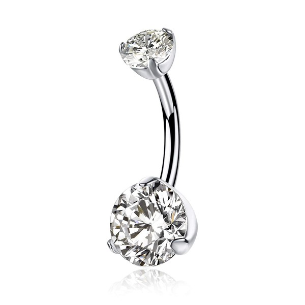 KaseStyle 14G G23 Titanium Belly Button Rings 10mm with Cubic